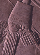 Limestone carving showing King Ashurbanipal (668-631 BC), at the North Palace in Nineveh, Mesopotamia