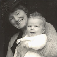 Rosemary Nisbet in the arms of her grandma Etty Harris