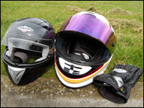 Bikers helmets and gloves