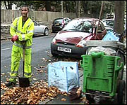 Nozmul Islam sweeping the streets of Plymouth