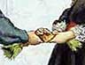 Illustration of children pulling a cracker from 'The Graphic Christmas', 1878