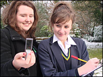 Sophie, Y12 and Sarah Y10 take temperature readings