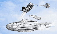 Artist's drawing of an ejection from an aircraft