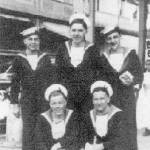 David (back row, left) with his navy friends Jack Petty (middle), Bill Elsy (right)Frank Weston (front left) and Jock "Willie" Williamson (front right) on HMS Queen Elizabeth.