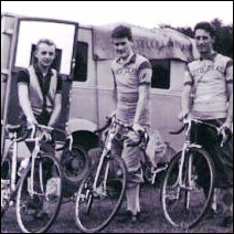 Tony Hewson (centre) with fellow cyclists Jock Andrews and Vic Sutton - known collectively as Les Nomades du Velo Anglais