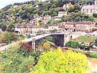 The Iron Bridge surrounded by beautiful countryside and rolling hills