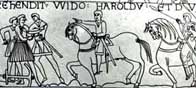 Illustration showing a section from the Bayeux Tapestry