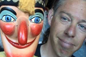 Punch and Judy Professor Mark is leaving the beach.