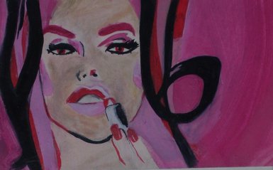 KIss of pink- In the style of Stella Vine