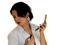 A girl putting make up on