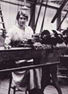 Photo of Joan Williams at her lathe