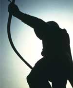 Silhouette of Robin Hood statue