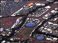 Aerial shot of Glastonbury