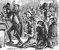 19th century illustartion depicting poor people on their knees