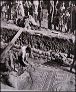 Roman mosaic excavated at Castle Gardens in 1949