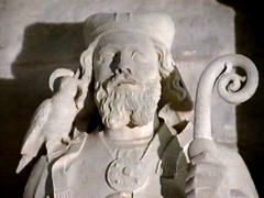 Statue of Saint David showing a dove, representing the Holy Spirit, on his shoulder