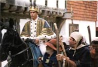 Reconstruction showing Richard II riding to Smithfield