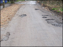 Potholes in Downham's Lane, Cambridge