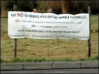 Gravel protest banner