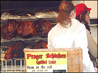 Ham on the grill