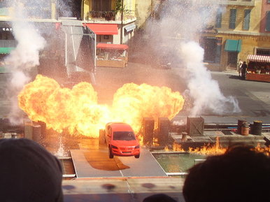 Car through flame