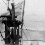 ‘Somewhere at Sea” — Rorqual meeting another ship February 1945