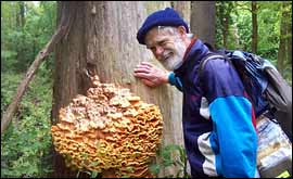 John Eckersley admires a fungus