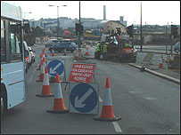 Road works at West Park, St. Helier