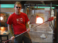 Colin Brown in front of the furnace