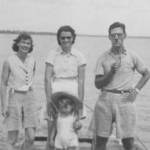 Freda Stanleigh, Suze with Brian, Basil (somewhere on water!) [K.L. 1940]