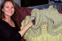Frances Sinclair with Natalie Benmayor's work