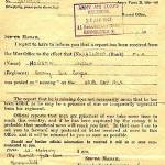 Missing In Action Letter.