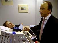 Craig getting a health check by consultant David Rae