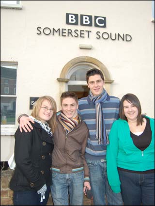 Wadham students outside BBC Somerset studios
