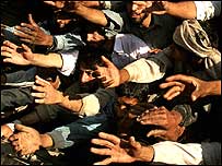 People in Pakistan following earthquake