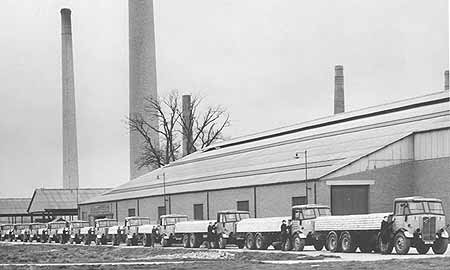 Lorries outside brickworks