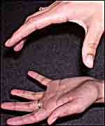 Two hands signing