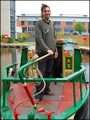 Stuart on the narrowboat