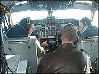 Pilots in a KC-135 Stratotanker