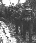 British infantry marching through mud