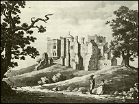 Antique print of Woodstock's royal palace 