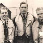 Three 56 Squadron pilots in their flying gear, 1940-41
