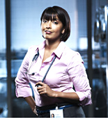 Zoe (Sunetra Sarker) is frantically trying to find Sharice