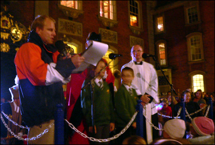 BBC H&Ws Howard Bentham greets the crowd