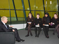 Boris Johnson with pupils from Barking Abbey Lower School for School Report
