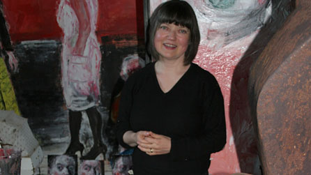 Shani Rhys James in her studio. Photo courtesy Martin Tinney Gallery, Cardiff, www.artwales.com