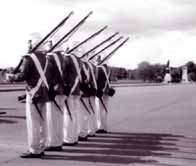 Photograph showing reconstruction parade of Indian soldiers