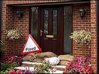 Flood sign and door