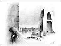 Drawing of the Suspension Bridge