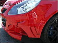 Damage to the Corsa.